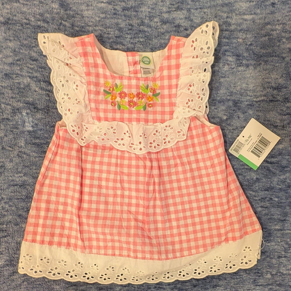 Little Me 18M NWT Pink and White Gingham Dress